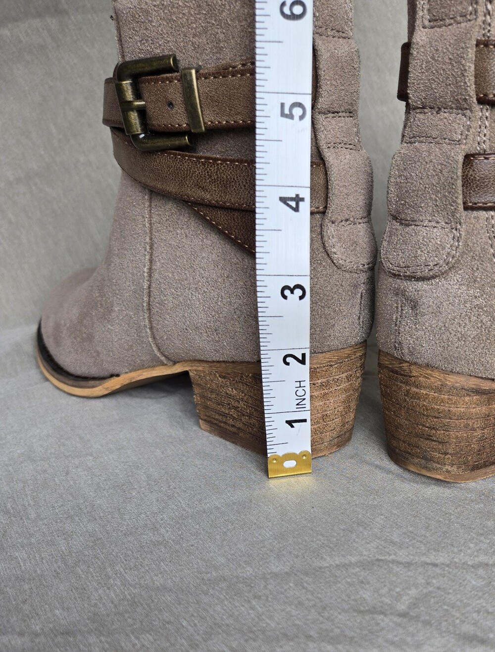 Denver Hayes Taupe Suede Ankle Booties - Size 37 (US 6.5) - Picture 9 of 13